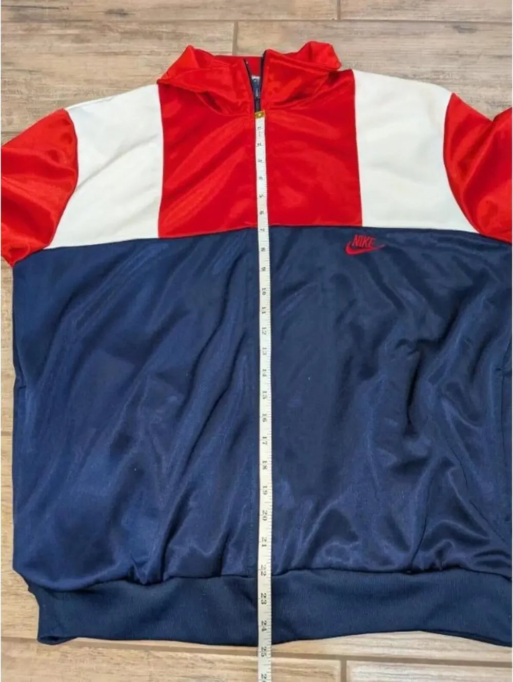 NIKE 90s track jacket Sz XL Run DMC Hip Hop.  Thread Undone Around Collar. READ!